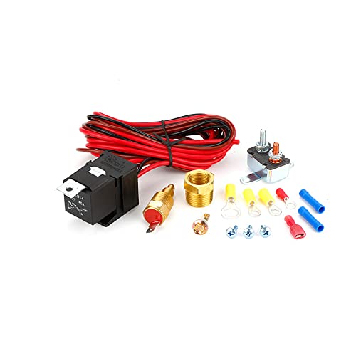 Electric Cooling Fan Thermostat Kit with Temp Sensor, Temperature Switch, and 40/50/60 Amp Relay