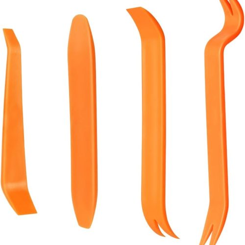 516bE8tuDJL._AC_SL1001_ 4-Piece Trim Removal Tool Kit, Car Trim Removal Set for Radio, Door, Dashboard Installation, Plastic Pry Tools, Panel Removal Scraper