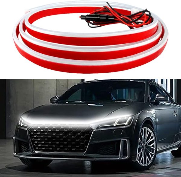 70-Inch Dynamic LED Strip Light, Exterior Flexible Daytime Running Light for Cars, Truck, SUV (White)