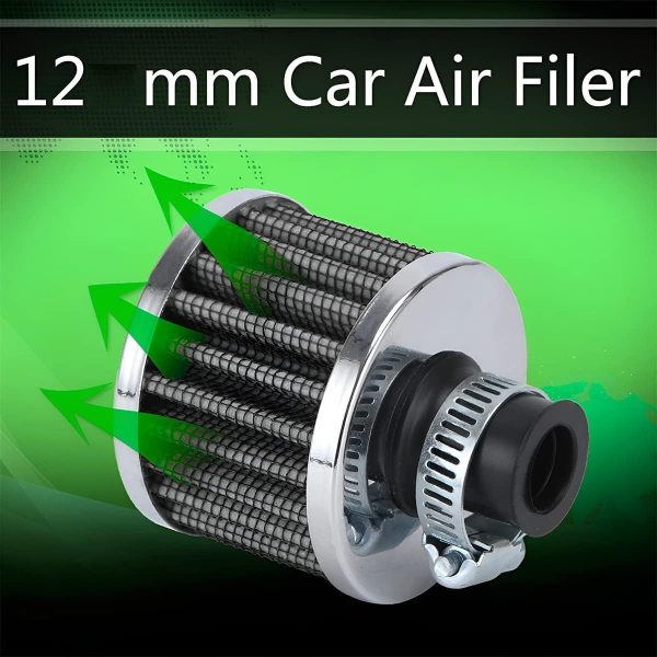 619Ct2t4dqL._AC_SL1200_ 0.47 Inch Universal Cold Air Intake Filter, 12mm Car Turbo Vent Cleaner, Crankcase Breather for Car and Motorcycle Engine Parts
