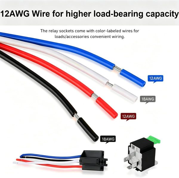 61Bt24fXYiL._AC_SL1200_ 3pcs 12V Fuse Relay Switch, 12 AWG Harness Set with Built-in Diode, 30A ATO/ATC Blade Fuse, 4-Pin SPST Automotive Relay