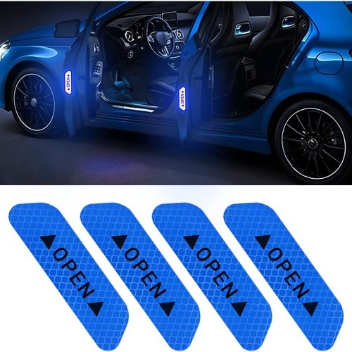 61IpycYK49L._AC_SL1200_ 4PCS Reflective Open Warning Stickers for Car Door, Night Visibility Auto Safety Decals, 3.6 Inch Anti-Collision Strip Tape, Universal for Truck, SUV, Van (Blue)