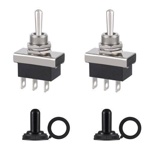 2 Pack 12V Waterproof 3 Way On-Off-On Toggle Switch for Automotive Lights, Motors & Electrical Devices