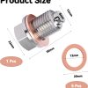 61MCHpdg-GL._AC_SL1500_ M12x1.5 Stainless Steel Magnetic Oil Drain Plug with 5 Copper Crush Washers, Leakproof Sump Plug with Screw Gasket for Car & Motorcycle Engines