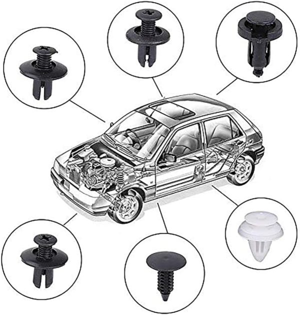 100 Pcs Car Plastic Mounting Clips, 6 Types Bumper Door Trim Rivets Set, Nylon Expansion Rivets Kit