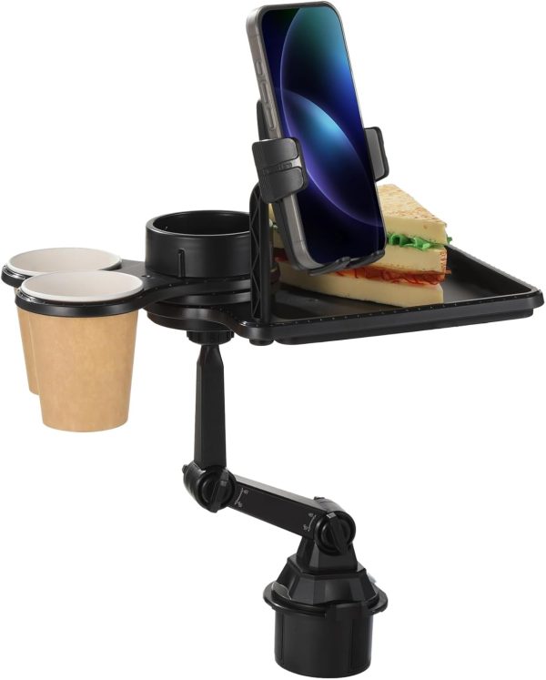 61e8XSIP-9L._AC_SL1500_ 5-in-1 Adjustable Car Cup Holder Rack Expander with Rotatable Trays, Phone Mount, and Expandable Base