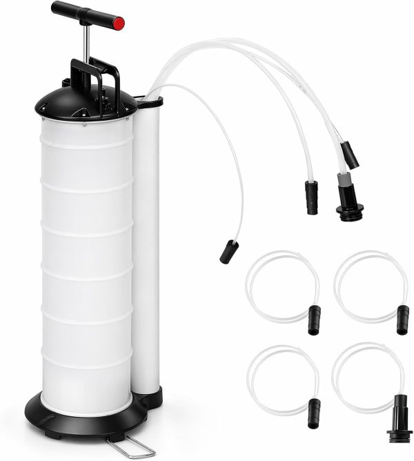7L Manual Vacuum Oil Pump – Fluid Extractor for Oil, Petrol & Fuel Transfer, Includes 4 Tubes, for Cars, Motorbikes & Marine Engines
