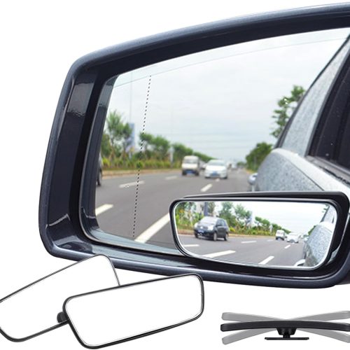 Rectangle Blind Spot Mirror, HD Glass Convex Wide Angle Rearview Mirror (Framed, Pack of 2)