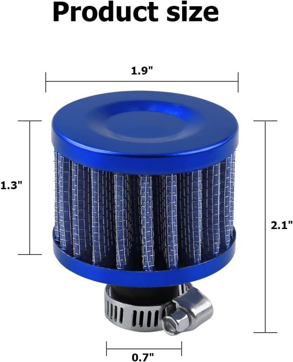 61pGOPTSQqL._AC_SL1200_ 0.47 Inch Universal Cold Air Intake Filter, 12mm Car Turbo Vent Cleaner, Crankcase Breather for Car and Motorcycle Engine Parts