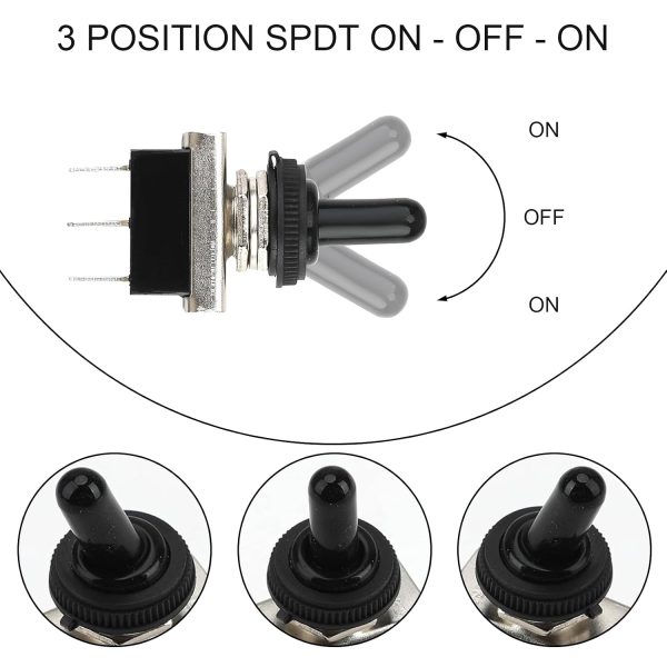 61rPAL4m6zL._SL1500_ 2 Pack 12V Waterproof 3 Way On-Off-On Toggle Switch for Automotive Lights, Motors & Electrical Devices