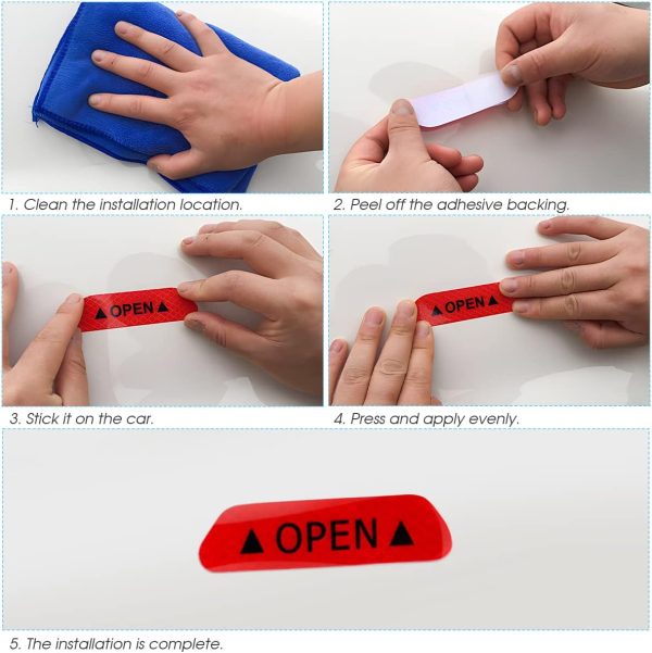 61xmBNz8QnL._AC_SL1200_ 4PCS Reflective Open Warning Stickers for Car Door, Night Visibility Auto Safety Decals, 3.6 Inch Anti-Collision Strip Tape, Universal for Truck, SUV, Van (Blue)