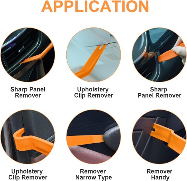 71AbP48oAXL._AC_SL1500_ 4-Piece Trim Removal Tool Kit, Car Trim Removal Set for Radio, Door, Dashboard Installation, Plastic Pry Tools, Panel Removal Scraper