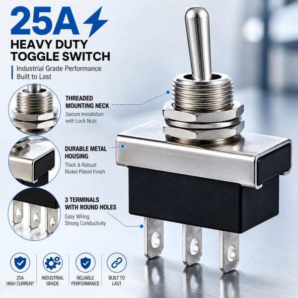 71J47xQQYdL._SL1254_ 2 Pack 12V Waterproof 3 Way On-Off-On Toggle Switch for Automotive Lights, Motors & Electrical Devices