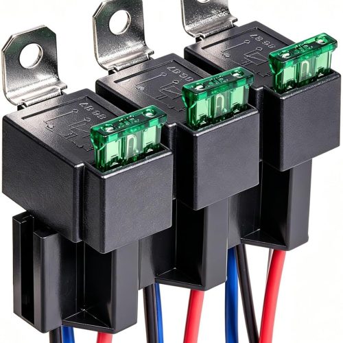 3pcs 12V Fuse Relay Switch, 12 AWG Harness Set with Built-in Diode, 30A ATO/ATC Blade Fuse, 4-Pin SPST Automotive Relay