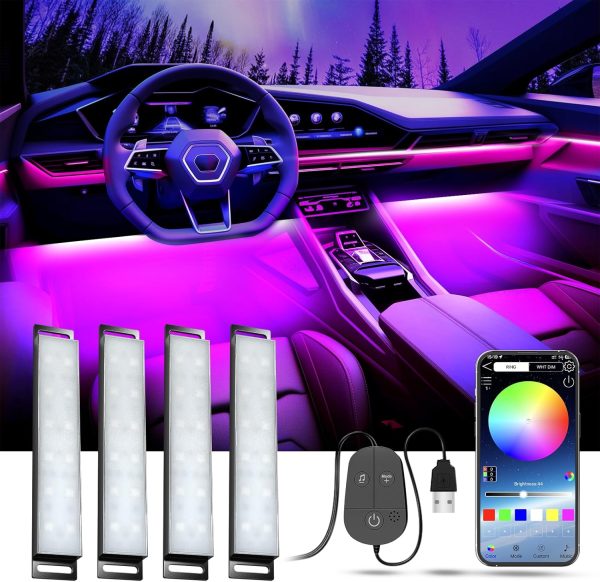 81nbIO3RpL._AC_SL1500_ Car LED Interior Lights, RGB Atmosphere Light with APP Control, 16 Million Colours, USB Port Music Mode, Colour Memory, LED Ambient Lighting Kit, DC 5V